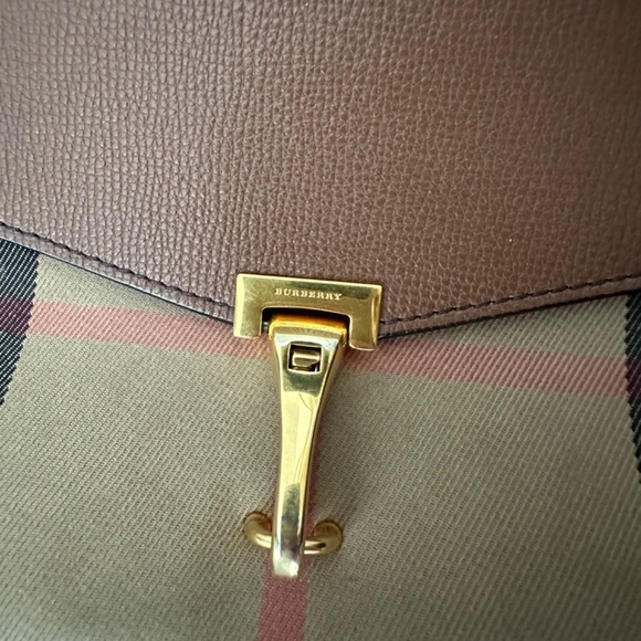 Authentic BURBERRY Macken Crossbody Bag Leather and House Check Canvas - Picture 2 of 12